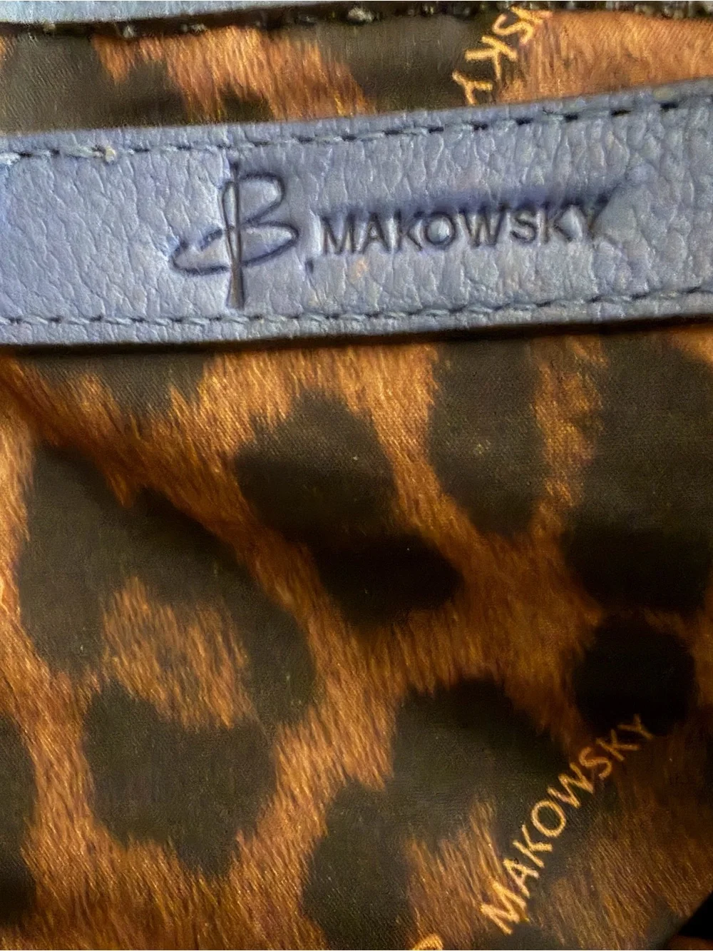 b. makowsky Blue Leather Hobo with Gold Hardware